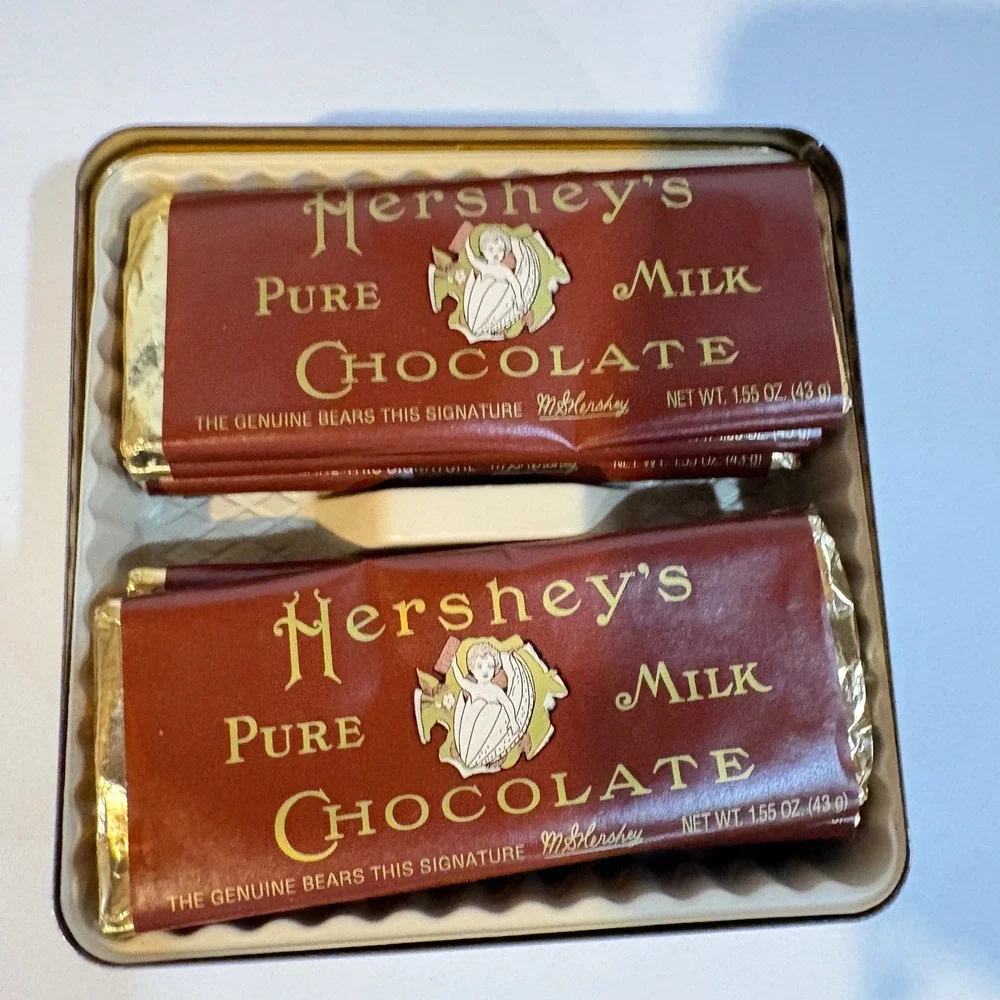 Vintage 1995 Hershey's Pure Milk Chocolate Tin Canister Vintage Edition 4 Brown